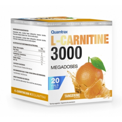 Л-карнитин в шотах, Quamtrax, L-Carnitine 3000 – 20 ампул – мандарин.