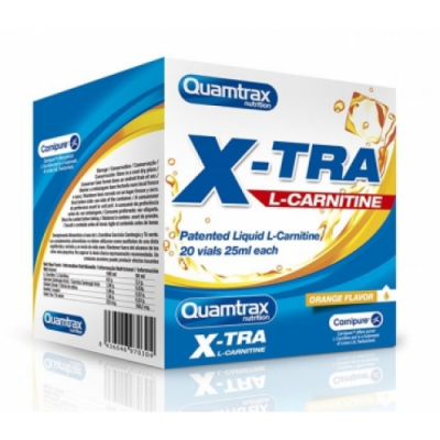 Л-карнітиновий комплекс в флаконах, Quamtrax, XTRA L-Carnitine - 20 флаконов апельсин