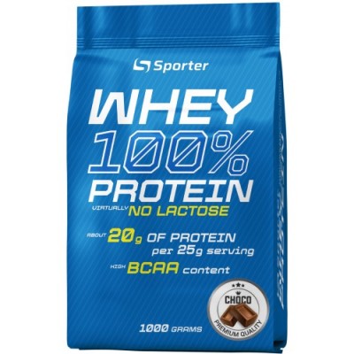 100% Сироватковий протеїн, Sporter, Whey 100% Protein - 1 кг - шоколад (lactose free)