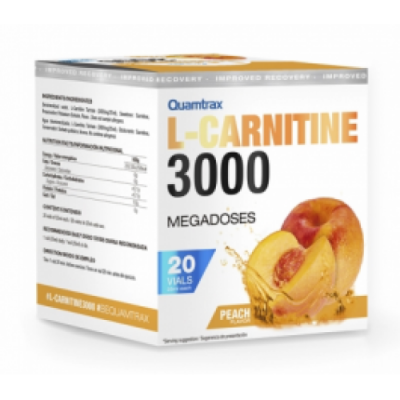 Л-карнитин в шотах, Quamtrax, L-Carnitine 3000 – 20 ампул – персик