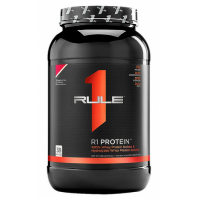 Сироватковий протеїн (ізолят+гідролізат), RULE 1, R1 Protein - 900 г- Клубника и крем