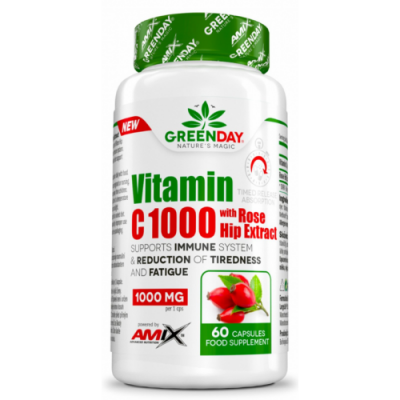 GreenDay ProVegan Vitamin C 1000mg with RoseHip - 60 веган капс