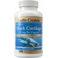 Акулий хрящ (природный источник хондроитина), Earths Creation, Shark Cartilage 750 мг – 100 капс