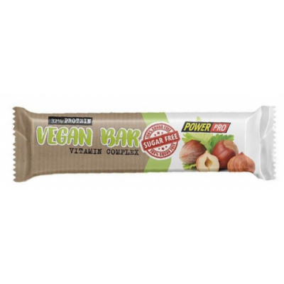 Протеиновый батончик из растительного белка без сахара, Power Pro, 32% VeganBar – 60 г – орех с сухофруктами
