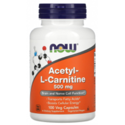 Ацетил Л-Карнитин, NOW, Acetyl L-Carnitine 500 мг – 100 веган капс.