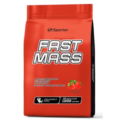 Гейнер з високим вмістом вуглеводів, Sporter, Fast Mass - 1 кг - полуниця