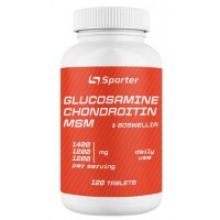 Глюкозамін, Хондроїтин, МСМ з Босвелією, Sporter, Glucosamine Chondritin MSM + Boswellia - 120 таб