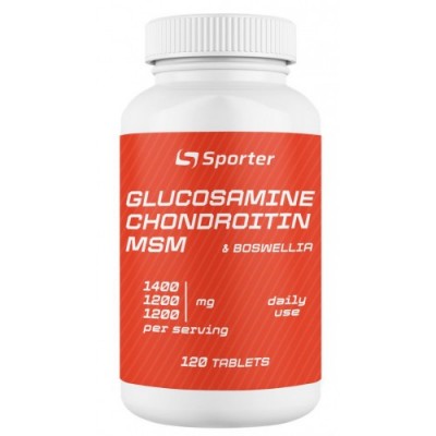 Глюкозамин, Хондроитин, МСМ с Босвелией, Sporter, Glucosamine Chondritin MSM + Boswellia – 120 таб