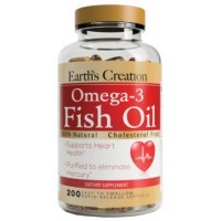 Рыбий жир (30% Омега-3), Earths Creation, Omega 3-1000 мг (Cholesterol Free) - 200 гель капс