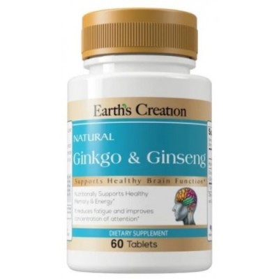 Гінкго Білоба + Женьшень, Earths Creation, Ginkgo and Ginseng - 60 таб