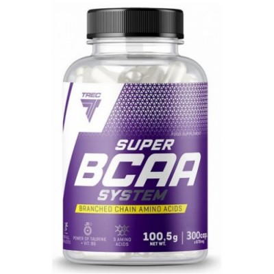 Аминокислоты ВСАА+Таурин, Trec Nutrition, Super BCAA System – 300 капс – 300 капс