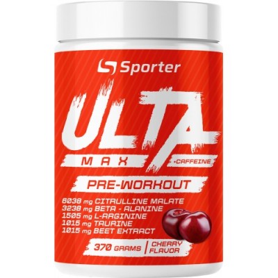 Передтренувальний комплекс з кофеїном, Sporter, Ulta Max Pre-Workout + сaffeine - 350 г - вишня