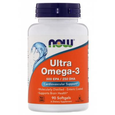 Риб'ячий жир в високим вмістом Омега-3 (500 ЕПК / 250 ДГК), NOW, Ultra Omega-3 - 90 софт гель