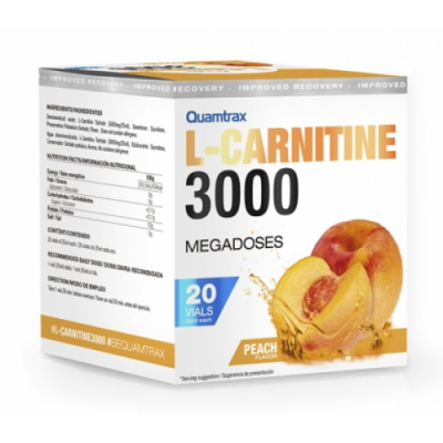 Л-карнитин в шотах, Quamtrax, L-Carnitine 3000 – 20 ампул – груша.