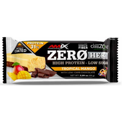 Протеїновий батончик без цукру, Amix, Low-Carb ZeroHero Protein Bar - 65 г - тропічне манго