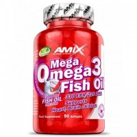 Высококонцентрированная Омега-3+ Витамин Е, Amix, Mega Omega 3 Fish Oil 1000 мг (330 мг/220 мг) - 90 гель капс