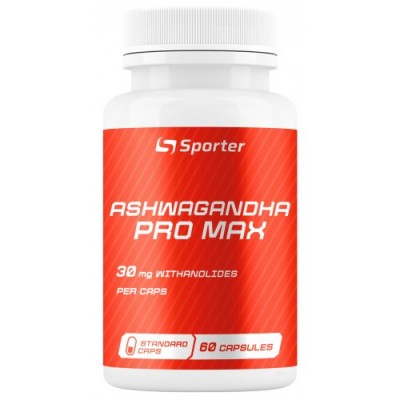 Ашвагандха экстракт (30 мг витаминов), Sporter, Ashwagandha Pro Max - 60 капс