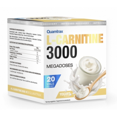 Л-карнітин в шотах, Quamtrax, L-Carnitine 3000 - 20 ампул - йогурт