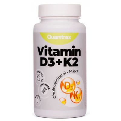 Витамин Д3+К2, Quamtrax, Vitamin D3+K2 – 60 гель капс