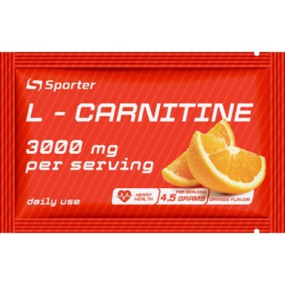 Л-Карнитин 3000 мг в порционных стиках, Sporter, L - carnitine 3000 box - 4,5 г - апельсин