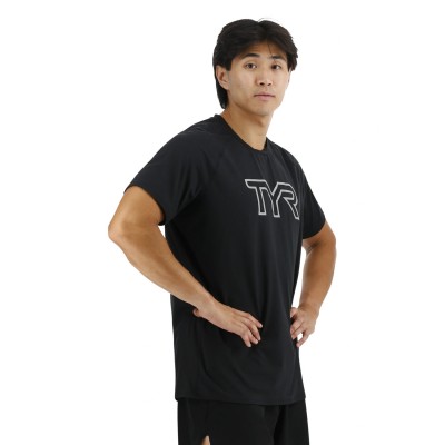 Футболка чоловіча з короткими рукавами TYR Men's ClimaDry Big Logo Tech Tee - Solid (MPTRSL3A-001)