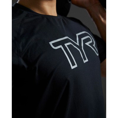 Футболка чоловіча з короткими рукавами TYR Men's ClimaDry Big Logo Tech Tee - Solid (MPTRSL3A-001)