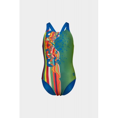 Детский купальник зеленый Arena PALETTE SWIMSUIT SWIM PRO BACK (007918-608)