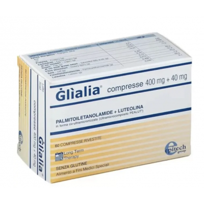 Glialia Гліалія Epitech Group S Пальмітоеетаноламід (ПЕА/PEA) + Лютеолін при неврологічних розладах 400 мг + 40 мг 60 таблеток антиоксидант