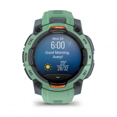 Смарт-годинник Garmin Instinct 3 – 45 мм, з AMOLED дисплеєм та ліхтарем (010-02936-01) зелений