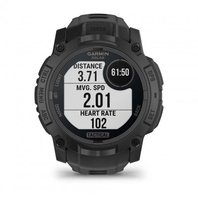 Тактичний годинник для військових Garmin Instinct 3 – 50 мм, з ліхтарем та підзарядкою від сонця Solar Tactical Edition (010-02935-50) чорний
