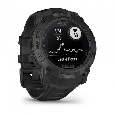 Тактичний годинник для військових Garmin Instinct 3 – 50 мм, з ліхтарем та підзарядкою від сонця Solar Tactical Edition (010-02935-50) чорний