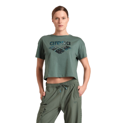 Жіноча футболка Arena CROP TEE PRINTED кольору хакі (007391-660)