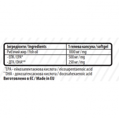 Риб`ячий жир Омега 3, Sporter, Omega 3 (500 EPA & 250 DHA) - 60 гель капс