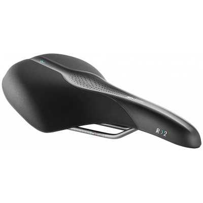 Седло Selle Royal SCIENTIA R2 Relaxed, 3D skingel, обивка Black gummy/Black mokka, 289х196мм, 485г, рейлы сталь + Curva suspension, unisex, чёрное