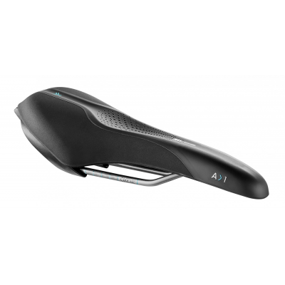 Седло Selle Royal SCIENTIA A1 Athletic, 3D skingel, обивка Black gummy/Black mokka, 289х127мм, 380г, рейлы сталь + Curva suspension, unisex, чёрное