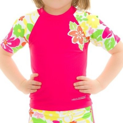 Дитячий топ сонцезахисний для дівчат Aqua SpeedT-SHIRT FLOWER 2123 рожевий, мультиколор (374-122)