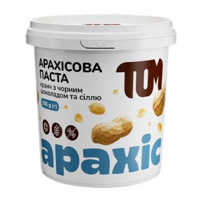 TOM peanut butter Арахісова Паста (500 g, кранч з чорним шоколадом та сiллю) TOM peanut butter Арахісова Паста (500 g, кранч з чорним шоколадом та сiллю)