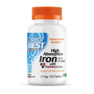 Doctor's BEST High Absorption Iron Chelated with Ferrochel (120 tabs) Doctor's BEST High Absorption Iron Chelated with Ferrochel (120 tabs)