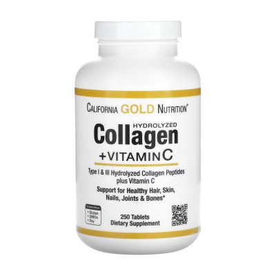 California Gold Nutrition Collagen Hydrolyzed + Vitamin C (250 tab)