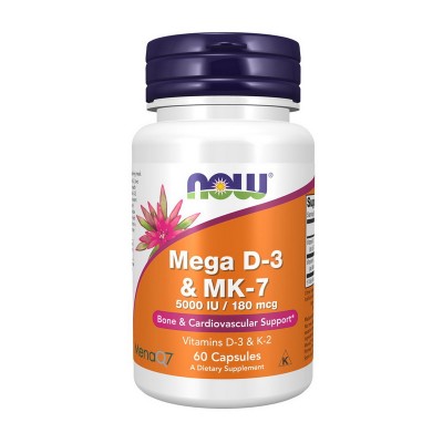 NOW Mega D-3 & MK-7 5000 IU / 180 mcg (60 veg caps)