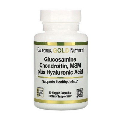 California Gold Nutrition Glucosamine, Chondroitin, MSM plus Hyaluronic Acid (60 veg caps)