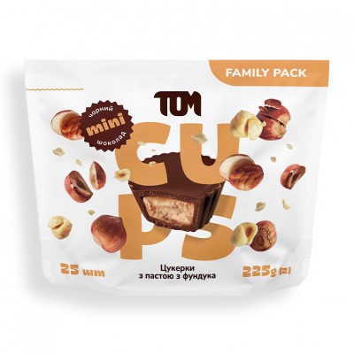 TOM peanut butter Цукерки з пастою фундука чорний шоколад - Family Pack (225 g) TOM peanut butter Цукерки з пастою фундука чорний шоколад - Family Pack (225 g)