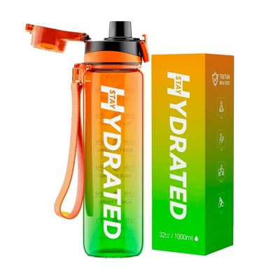 Brave U Hydrate Waterbottle (1 L, orange/green)