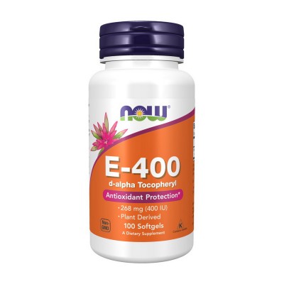 NOW E-400 Natural with d-Alpha Tocopherol (100 softgels) NOW E-400 Natural with d-Alpha Tocopherol (100 softgels)