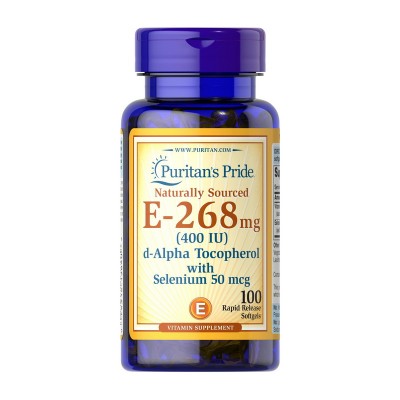 Puritan's Pride Vitamin E-268 mg natural (400 IU) alpha tocopheryl with selenium 50 mcg (100 softgels)