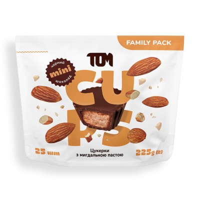 TOM peanut butter Цукерки з мигдальною пастою чорний шоколад - Family Pack (225 g) TOM peanut butter Цукерки з мигдальною пастою чорний шоколад - Family Pack (225 g)