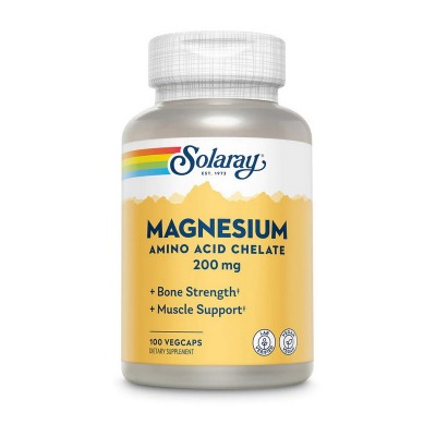 Solaray Magnesium Amino Acid Chelate 200 mg (100 veg caps) Solaray Magnesium Amino Acid Chelate 200 mg (100 veg caps)