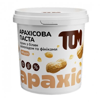 TOM peanut butter Арахісова Паста (500 g, кранч з фініками та білим шоколадом) TOM peanut butter Арахісова Паста (500 g, кранч з фініками та білим шоколадом)