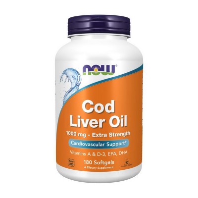 NOW Cod Liver Oil 1000 mg Extra Strength (180 softgels)