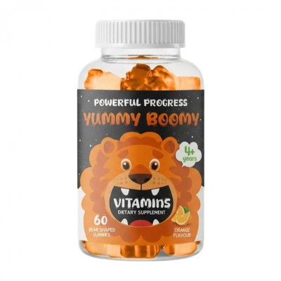 Powerful Progress Yummy Boomy Vitamins for Kids (60 shaped gummies, orange)